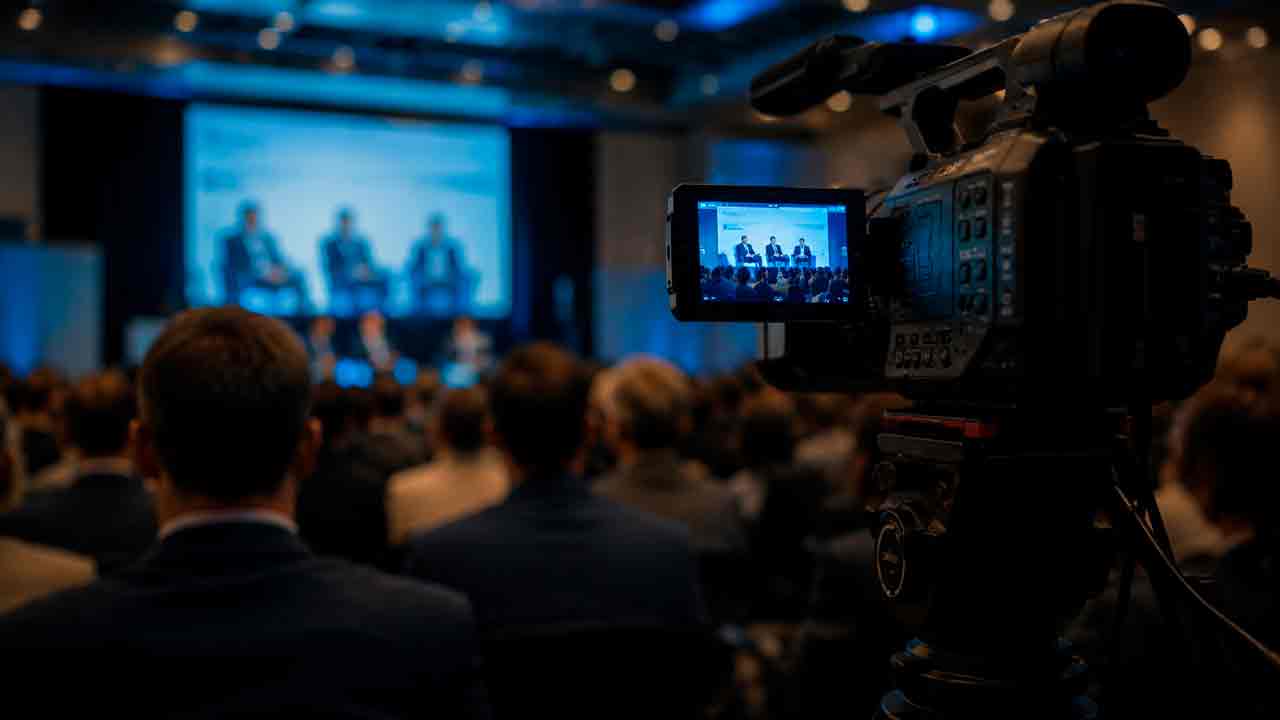Business conference livestream being recorded without planning for replay content or future marketing use